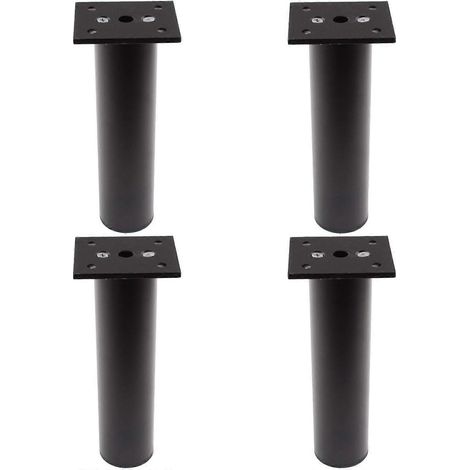 Pieds de canapé noirs de 15 cm (6 pouces), pieds métalliques pour meuble TV, canapé-lit, pieds de rechange en alliage d'aluminium, pieds réglables, avec 16 vis, lot de 4 (15 cm/6 pouces) (1/5)