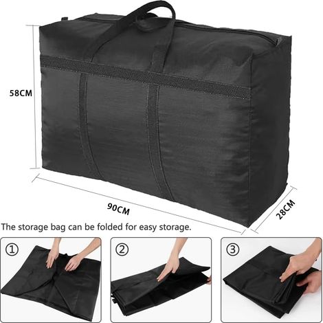 8 pezzi 150L grandi borse portaoggetti per indumenti, borse portaoggetti in tessuto Oxford 600D, borse nere per traslochi per piumoni, coperte (1/4)