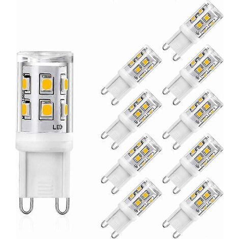Ampoule LED G9 équivalente à 20 W et 25 W halogène, blanc chaud 3000 K, IRC 83, 200 lm, angle de diffusion 360°, 220-240 V CA, non dimmable, lot de 10 (1/4)
