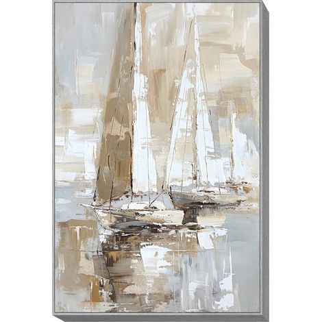 Boote auf See, dekoratives Gemälde, maritime Wandkunst, moderne Malerei, Wohndeko, perfektes Geschenk