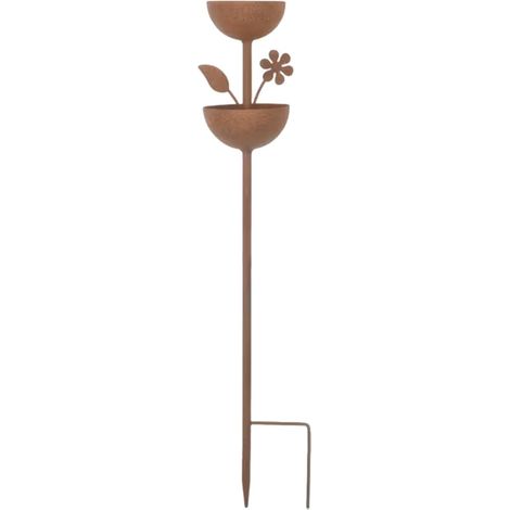 Piquet de bain d ' oiseaux en métal pour oiseaux de jardin, décor d ' arrosage à deux bols avec construction en fer et conception d ' insert de de 22, 44 pouces pour le de cour, piquet de bain en (1/5)
