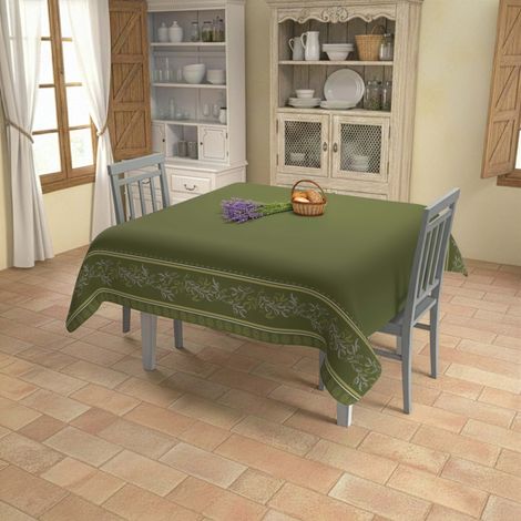 Nappe imprimée anti-tâches carrée 180x180 cm LUBERON, par Soleil d'Ocre
