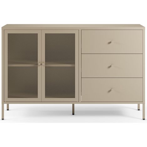 Buffet en métal beige sable 140 cm - Latem