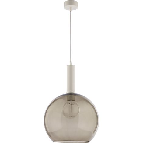 Lampada sospensione minimal bianca vetro fumé Ø30 E27