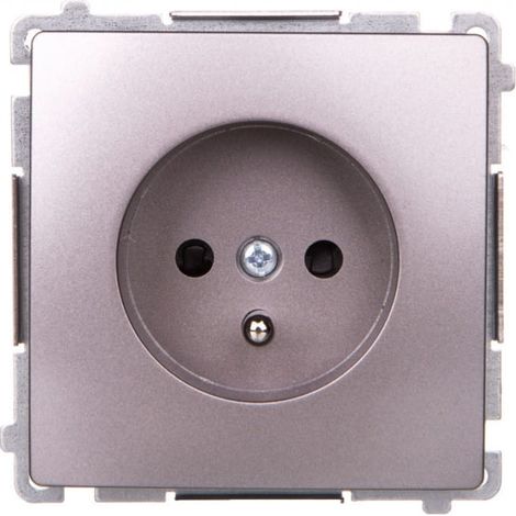 Simon Basic Einzelsteckdose mit/mit Abdeckungen, Edelstahl BMGZ1Z.01/21