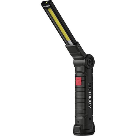 Lampe de Travail Rechargeable Lampe Atelier COB Torche Lampe de Poche avec Base Magnétique 5 Modes Lumière Blanche/Rouge Camping Lampe pour Garage, Camping, d'urgence, etc (1/5)