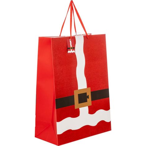 Sacchetto regalo stampato formato jumbo vestito da babbo natale rosso glitterato - Feeric lights & christmas