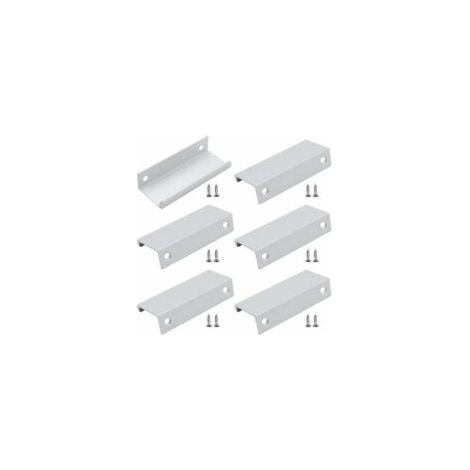 Support de fixation arrière en aluminium, poignée invisible pour tiroirs, armoires et buffets - argent - longueur 80 mm - Accessoires pour meubles DEBUNS (1/5)