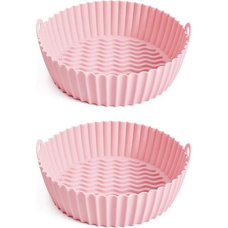Set di 2 teglie da forno in silicone, ideali per friggitrice ad aria / accessori per friggitrice ad aria, riutilizzabili e facili da pulire. (1/5)