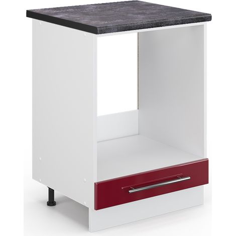 Herdumbauschrank Fame-Line, Bordeaux Hochglanz, 60 cm , AP Anthrazit, Vicco