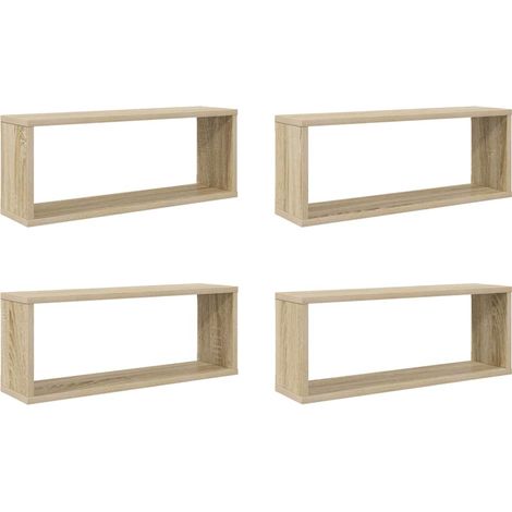4 pcs Étagères murales - Étagères flottantes cube Chêne sonoma Bois d’ingénierie (1/5)