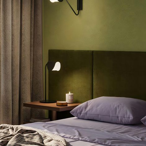 Lampe de chevet noire design - abat-jour plié LENORE (1/5)