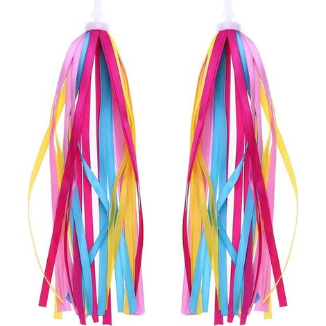 APEX Rubans arc-en-ciel pour vélo enfant (filles et garçons), 2 pièces, rubans à pompons, accessoires de porte-bagages (1/4)