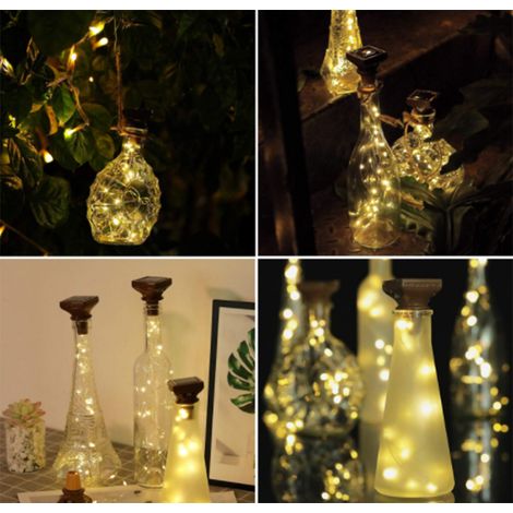 6 Bouchons Lumineux Solaires pour Bouteille de Vin avec 20 LED Guirlande Fée