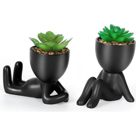 Sukkulenten Blumentopf minimalistische Persönlichkeit Kreative Keramik Blumentopf Schaukel Desktop schwarz faul kleiner Topf (1/5)