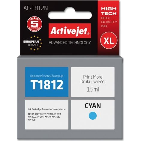 Activejet AE-1812N ink (replacement for Epson 18XL T1812 Supreme 15 ml cyan)