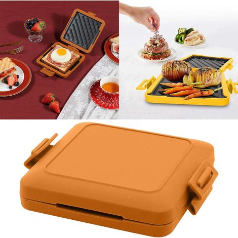 Toastie Maker - Micro-ondes - Plaques Antiadhésives - Sangles En Silicone Réglables - Sans Électricité - 17 x 14 x 3 cm - 1 Pièce