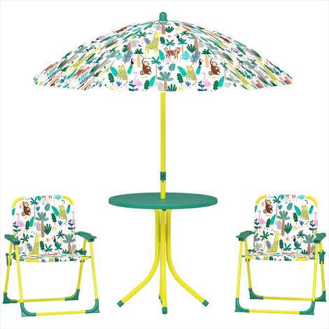 Ensemble table et chaises enfant avec parasol jungle Plastique (1/5)