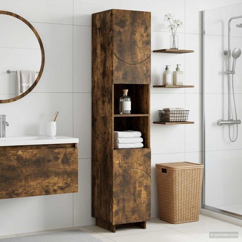 vidaXL Mobile da bagno Rovere Fumo 36.5 x 38 x 180 cm (1/5)