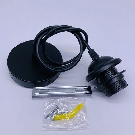 Portalámparas colgante E27 negro, accesorio para lámparas colgantes E27 con base de cable, lámpara colgante (1/5)