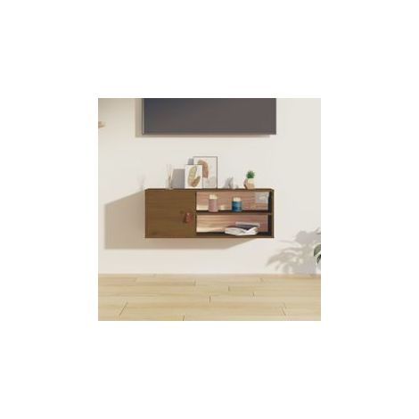 Armoire murale Marron miel 80x30x30 Bois de pin massif (1/5)