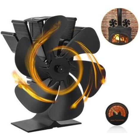 Double-headed 6-blade wood stove fan, mini fireplace fan, stove fan for wood heating--DTEKGAZ