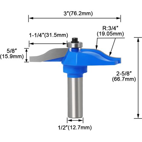 12,7 Poignée 12 Poignée Coupe-fil Siemens Bakélite Table à rainurer Côté Fil Porte Armoire Panneau Couteau Tête de fraisage pour le travail du bois (Lame Hu Ximen 1/276 Bleu) (1/5)
