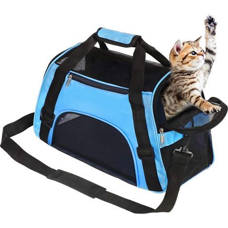 Haustier-Transporttasche – Kabinengröße – Faltbarer und abnehmbarer Bezug – Blau – 35,5 x 25,5 x 25,5 cm – 1 Stück (1/5)