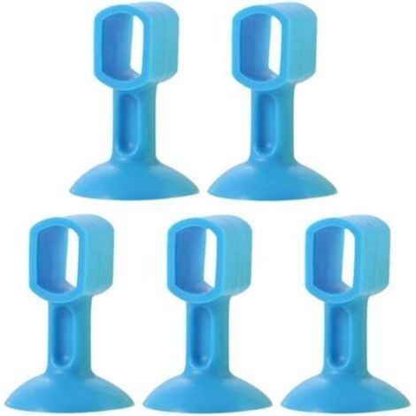Butée De Porte 5 Pièces Butée De Porte, Protecteur en Silicone Résistant Aux Chocs, Ventouse Butée Murale Salle De Bain Boor Aspiration De Porte Anti-Collision (Couleur: Bleu)