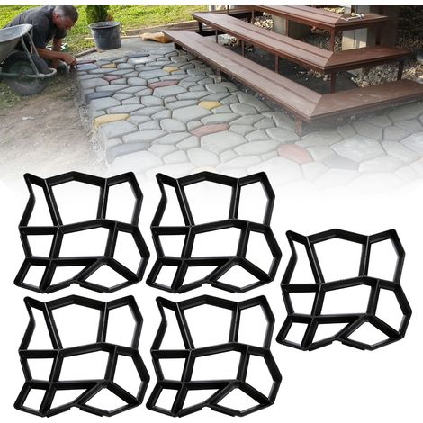 SWANEW 5 pezzi Stampi per cemento 43x43x4cm, lastre di pavimentazione, fattoria, giardino, giardino, decorazione del giardino, sentiero, fai da te, pavimentazione, riutilizzabile, colata, imitazione d