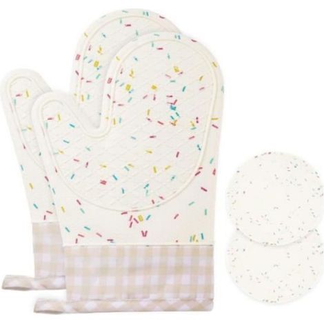Gants de cuisine en silicone - Antidérapants - Avec manique - Résistants à la chaleur - Faciles à nettoyer (1/3)