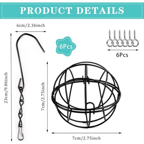 Distributeur de nourriture pour oiseaux JeiibrZui (2 pièces) et mangeoire suspendue - 21 cm de diamètre - Kit de 2 pièces avec support mural - Noir pour balcon et jardin (1/4)