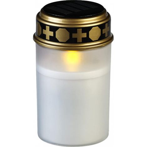 Lanterne funéraire solaire avec effet flamme LED, blanche. (1/5)
