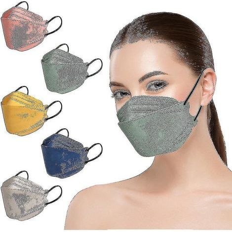 Lot de 50 masques KN95, masques de protection pour adultes Morandi FFP2, masques de protection à 4 couches KF94, jaunes (1/5)