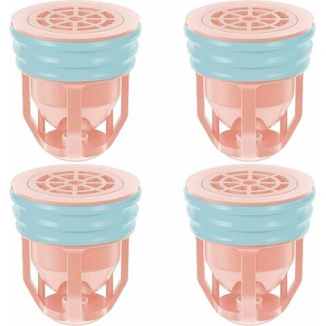 BUNTHAUS Noyau de Siphon de Sol, Grille Douche Anti Cheveux Siphon,Siphon de Sol PVC, Drain de Plancher avec Passoire Filtre,pour Salle De Bain Jardin,4 PCS,Rose (1/5)