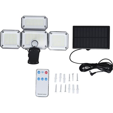 Lot solaire 4 têtes 7700K 8W IP65 capteur réglable 3 modes lampe avec télécommande (1/5)
