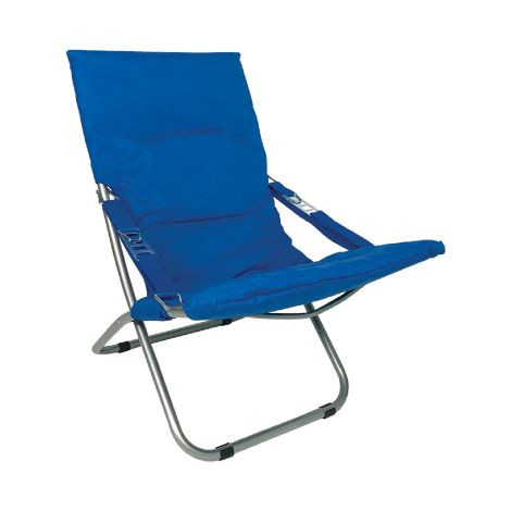 Chaise longue tubulaire Stintino en tissu me'tallique en polyester bleu roi pour plages et jardins