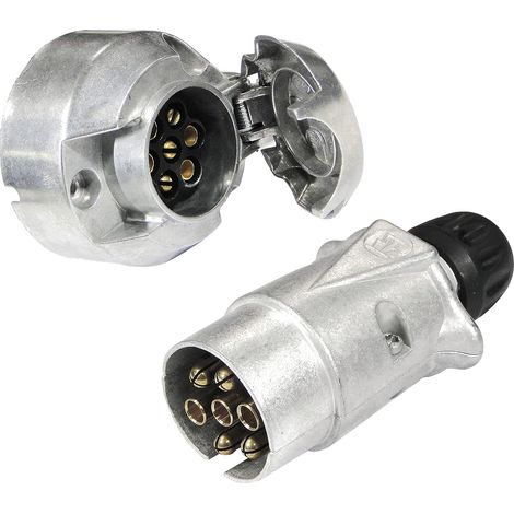 Automotive Base and Socket 12 V, 7 Pins DIN ISO 1724 Female Male Metallic Connectors for Trailer/Caravan/Car Hitch Motorcycles (1/4)