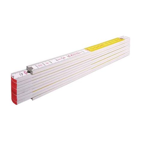 DOPPIOMETRO LEGNO 717 STABILA - BIANCO/GIALLO DECIMETRI ROSSI MT 2- 10 pezzi