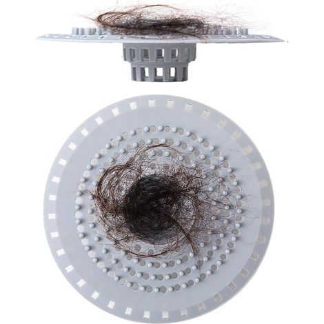 Lot de 2 tamis à cheveux de douche en silicone - Passoire de douche - Filtre à cheveux - Attrape-cheveux - Baignoire - Évier - Passoire de salle de bain - Filtre de vidange de sol (gris)
