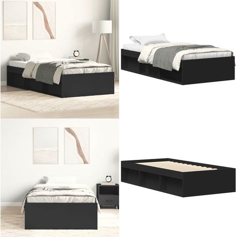 Cadre de lit sans matelas noir 90x190 cm - Cadre De Lit - Lit Double - Lit Design - Lit Moderne - Meuble Chambre - Home & Living (1/5)