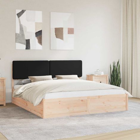 Bettgestell mit gepolstertem Kopfteil Schwarz 180 x 200 cm (1/5)