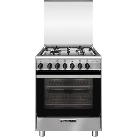 Glem Gas SA66IX Cucina a Gas 60x60cm 4 fuochi con forno elettrico - Inox (1/3)