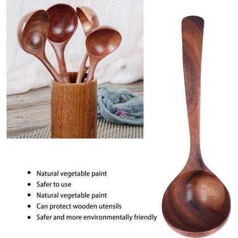 Louche - Bois D'acacia - Long Manche - Pour Cuisinière Et Casseroles - 1 Pièce (1/4)