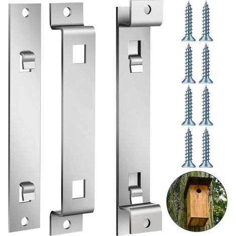 Blulu Lot de 4 supports de suspension stables en acier galvanisé antirouille pour sécuriser les nichoirs à oiseaux, les mangeoires, s'enlèvent rapidement pour le nettoyage (1/5)