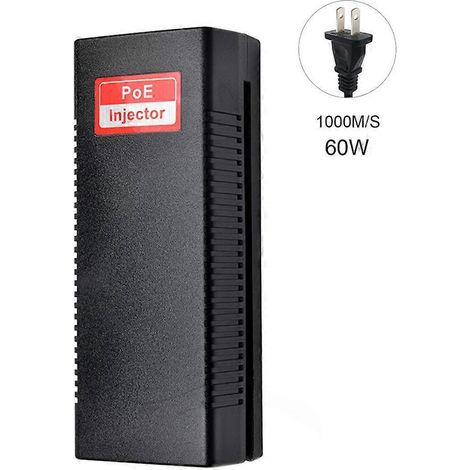 60W IEEE802.3at Draft 4.1 1000Mbps PoE-Netzteil für Sicherheitsüberwachung, US-Stecker, Hochleistungs-Netzteil.