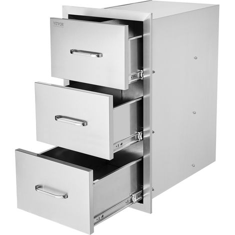 VEVOR Husuper Cajonera de Acero Inoxidable Tres Cajones 39,9 X 77,7 X 50,8 CM Cajonera de Cocina Cajón para Barbacoa Cajonera para Cocina Armario de Cajones Cajón Barbacoa