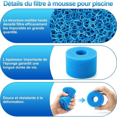 Filtres de Piscine en Mousse Filtre 12 Pièces, Éponge Filtrante Type S1, Cartouche Filtrante RéUtilisable, Réutilisables et Lavables, Filtre en Mousse pour Spa (1/2)