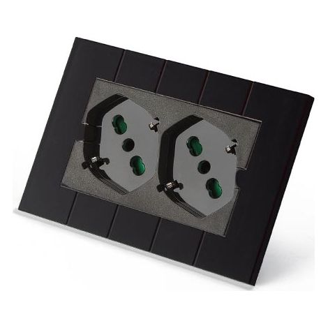 Multipresa universale doppia presa precablata 2P+T 16A incasso 3 moduli colore nero per serie Bticino Now (1/4)