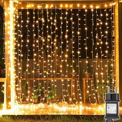 Guirlande lumineuse de Noël 3 m x 3 m, 300 LED, avec transformateur, minuterie, 8 modes, étanche, pour mariage, chambre, Noël, décorations extérieures et intérieures [Classe énergétique F] (1/4)